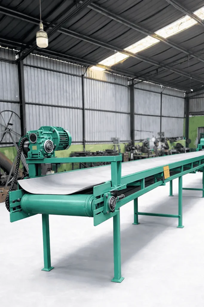 Industrial Conveyor Belt Machine used for coconut processing and coco peat production manufactured by Diamond Engineers Sri Lanka